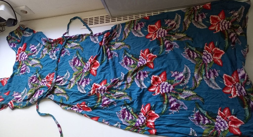 KING LOUIE pracht petrol kleur jurk met bloemen, mt XXL, Kleding | Dames, Maat 42/44 (L), Ophalen of Verzenden, Zo goed als nieuw