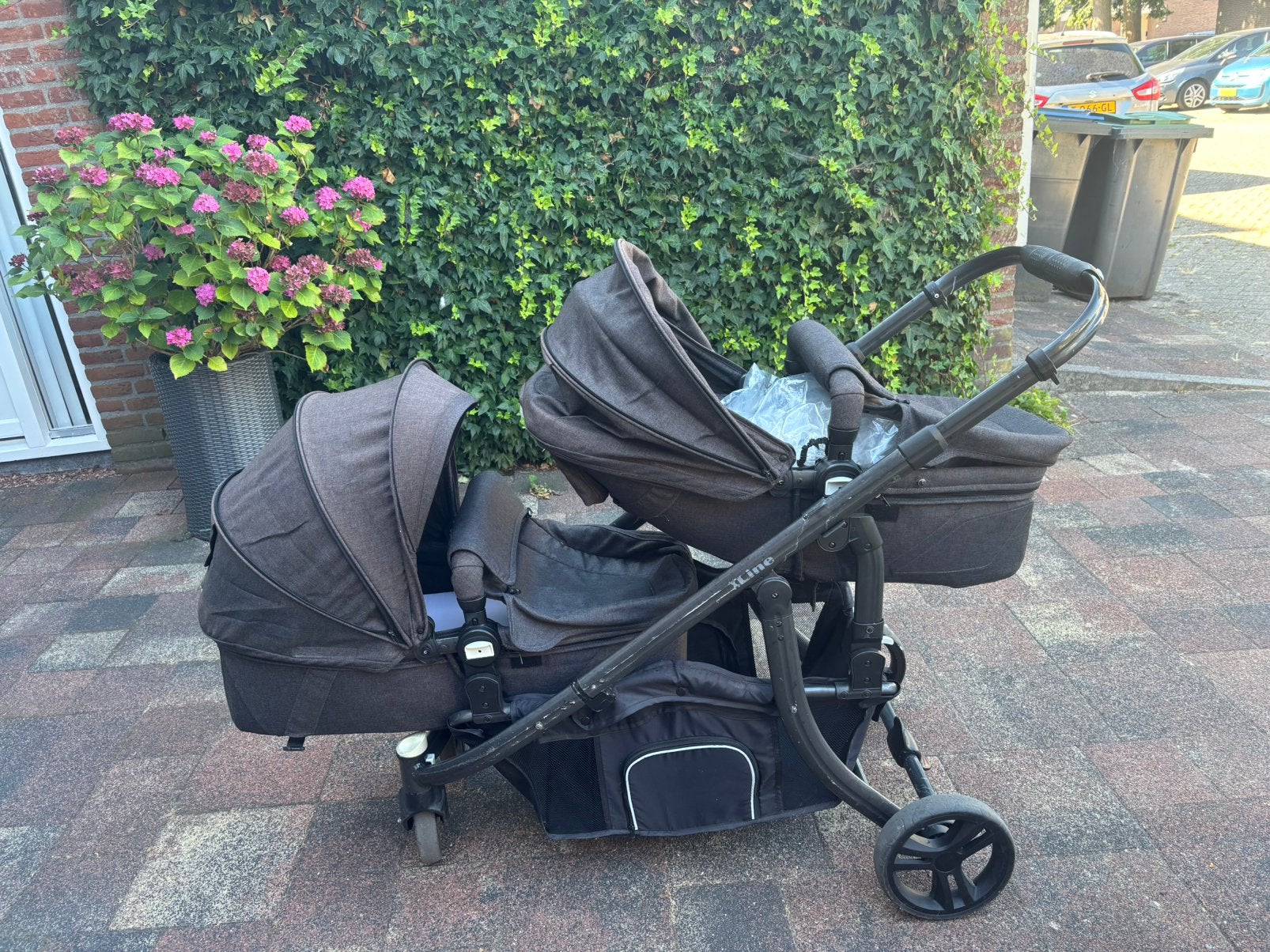 X-Adventure Xline Duo Kinderwagen compleet met regenhoes, Kinderen en Baby's, Ophalen, Gebruikt, Kinderwagen of Buggy