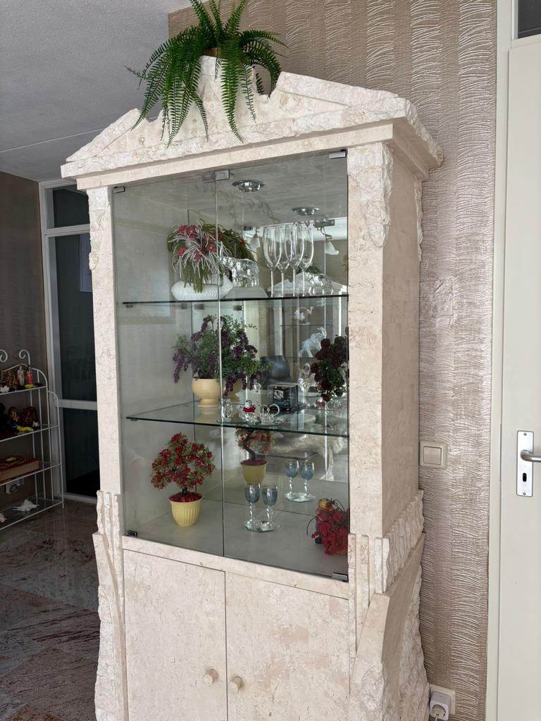 Conplete set: Luxe vitrinekast…, Overige materialen, Zo goed als nieuw, 150 tot 200 cm, 25 tot 50 cm