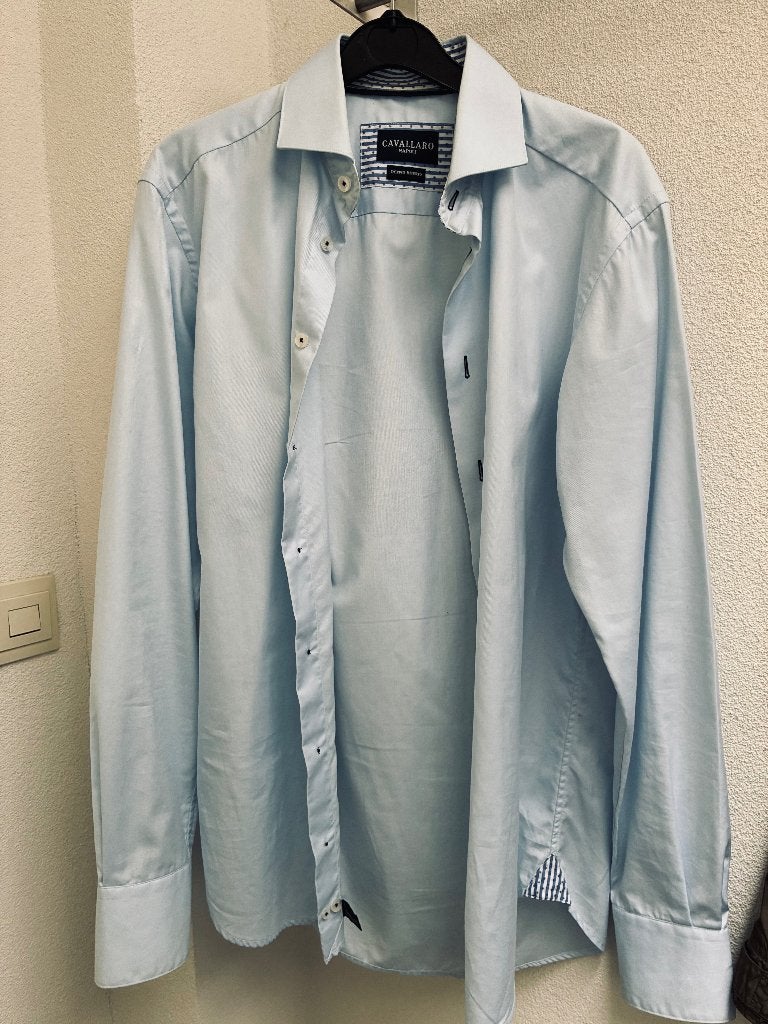 Cavallaro overhemd heren, Blauw, Halswijdte 38 (S) of kleiner, Ophalen of Verzenden, Zo goed als nieuw