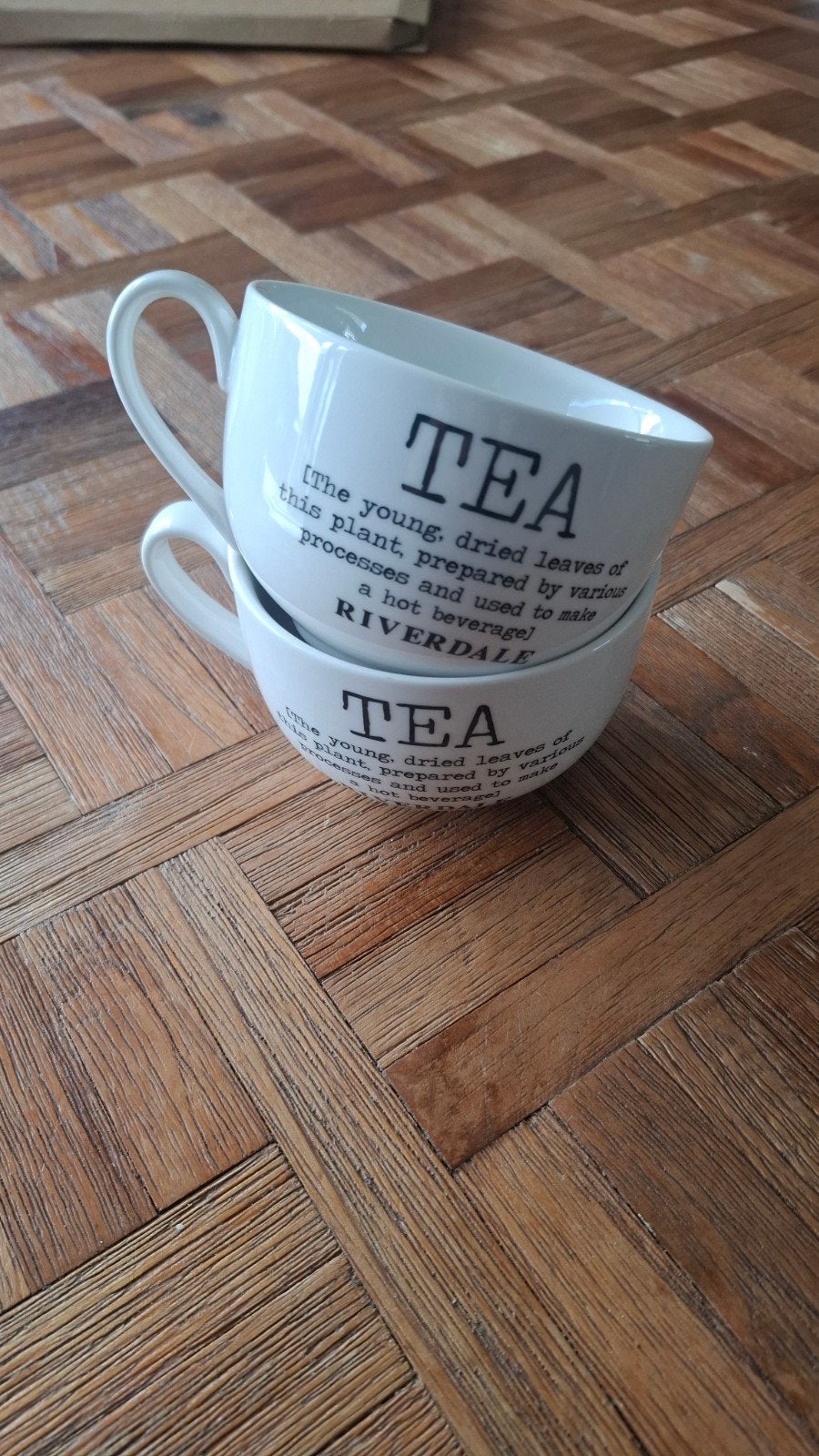 Set van 2 Riverdale theemokken -  wit zwart Tea, Overige merken, Zo goed als nieuw, Modern, Porselein