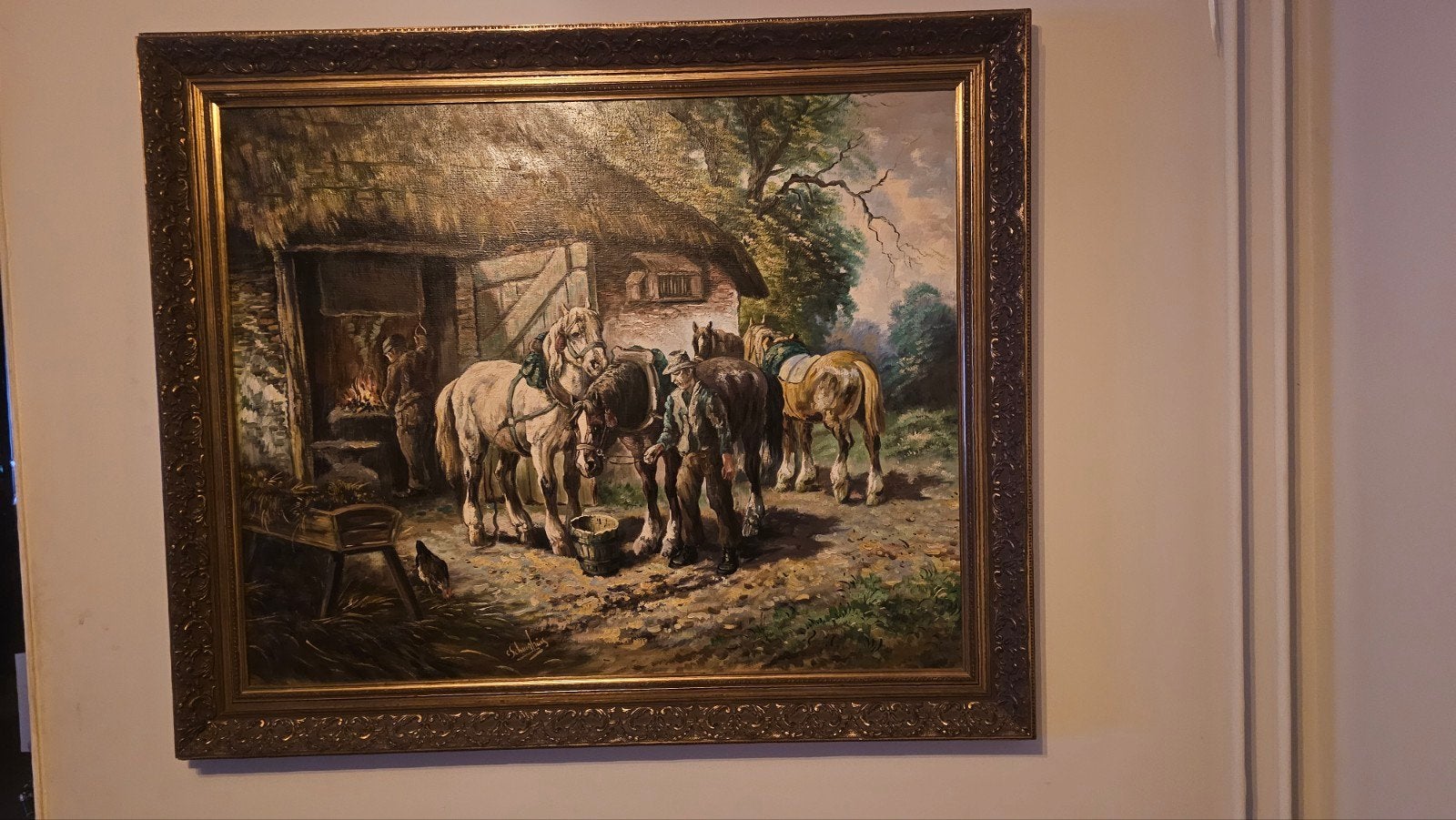 Cornelis Anton Schuurhuis XL Schilderij met Brief uit 1979, Ophalen, Doek, Realistisch, Origineel werk