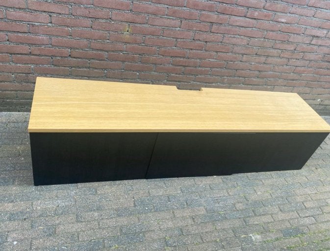 Ikea Besta TV-meubel met houten blad, Ophalen, Gebruikt, 100 tot 150 cm, Minder dan 100 cm