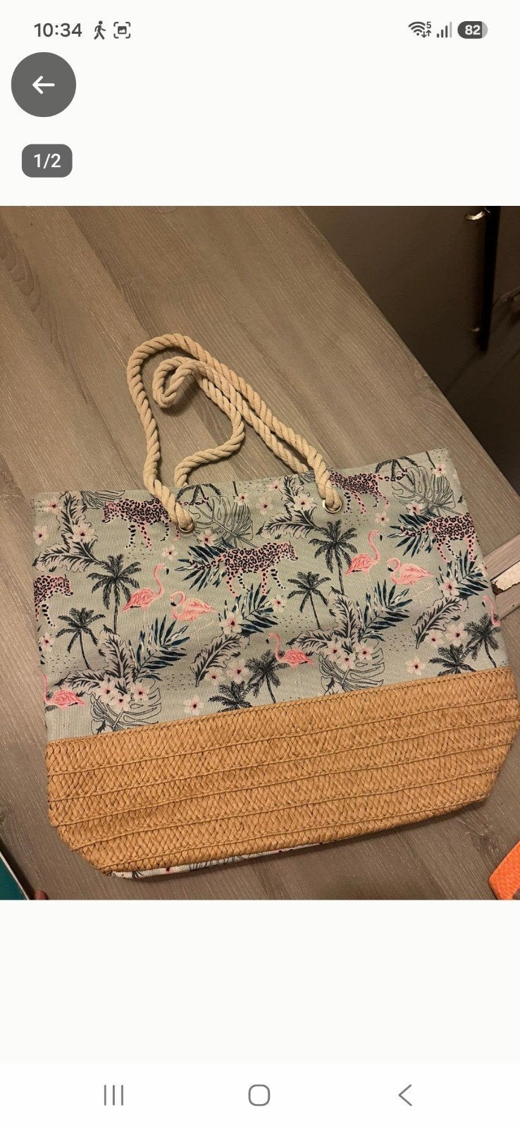 Zomerse strandtas met flamingo's en panters €2,-, Ophalen of Verzenden