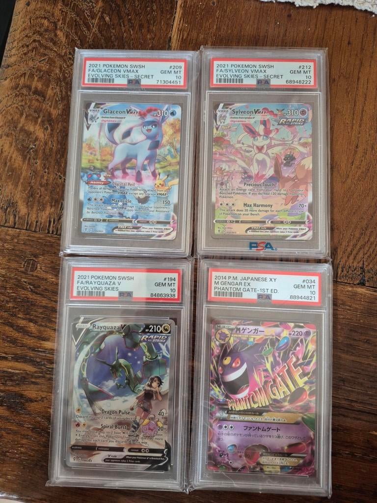 PSA 10 Graded Kaarten: Glaceon, Sylveon, M Gengar, Ophalen of Verzenden, Zo goed als nieuw, Meerdere kaarten, Foil