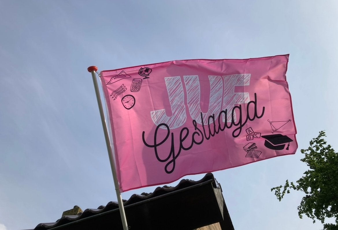 Juf geslaagd vlag, Diversen, Verzenden, Zo goed als nieuw