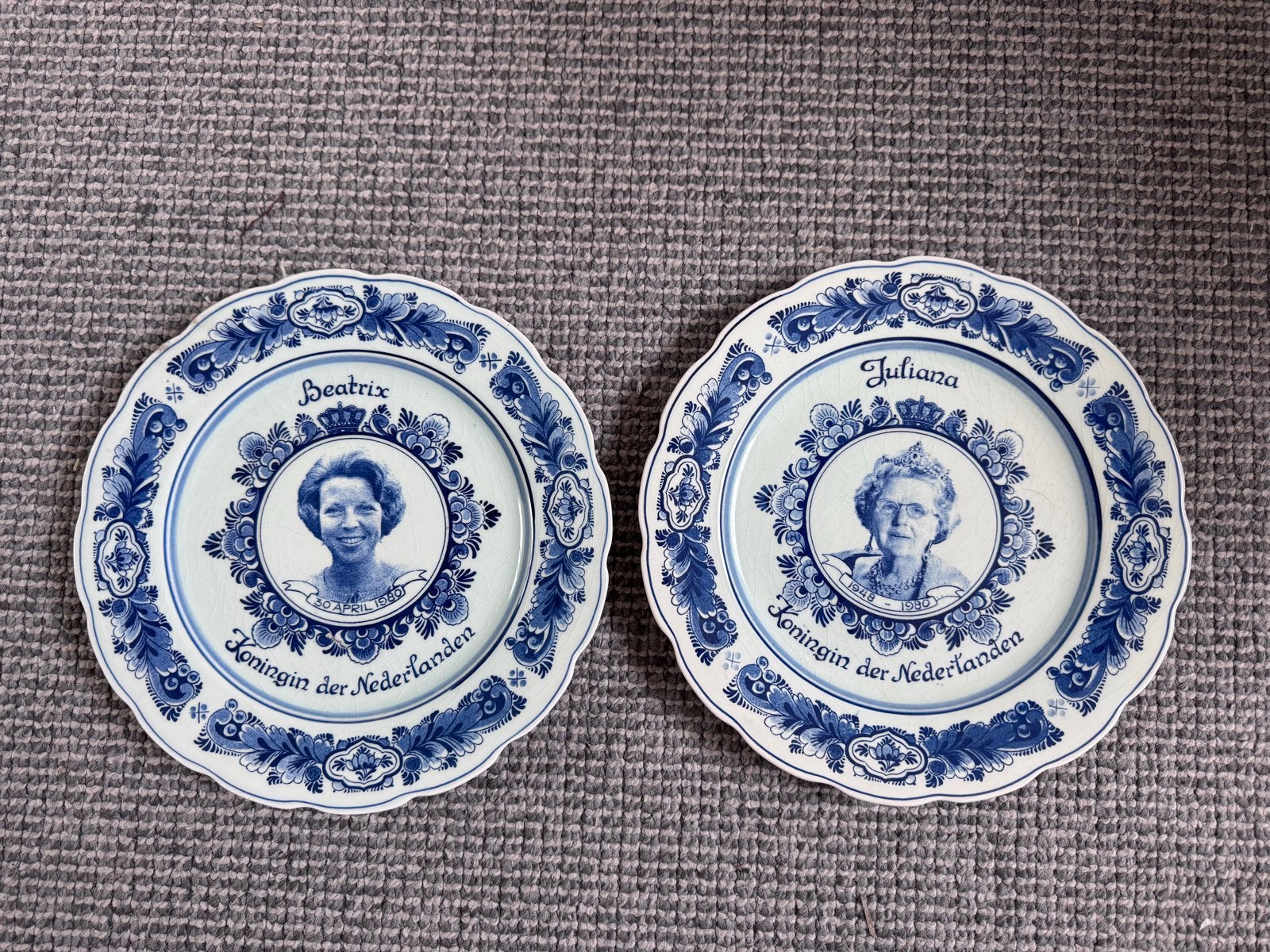 Delfts Blauw Herdenkingsborden Beatrix & Juliana, Ophalen