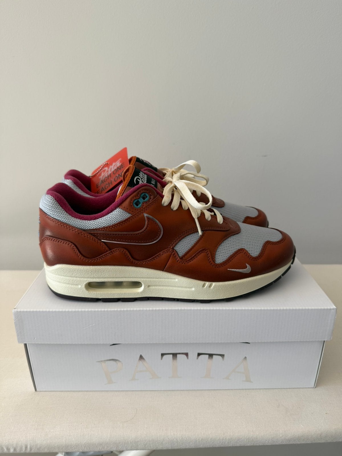 Nike Air Max 1 x Patta "Dark Russett" / US 10.5 / EU 44,5, Kleding | Heren, Schoenen, Bruin, Nike, Ophalen of Verzenden, Sneakers of Gympen