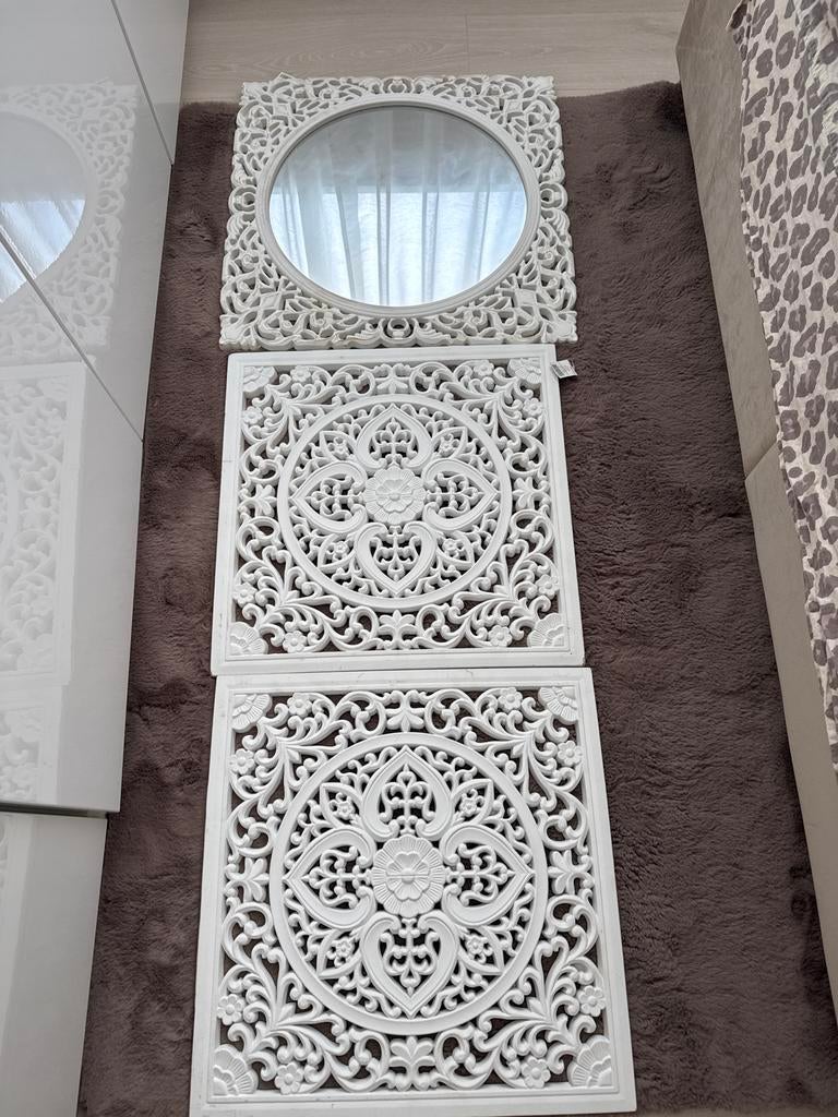 Decoratieve wandpanelen met spiegel - 3 stuks, Ophalen, 100 tot 150 cm, Zo goed als nieuw, Rechthoekig