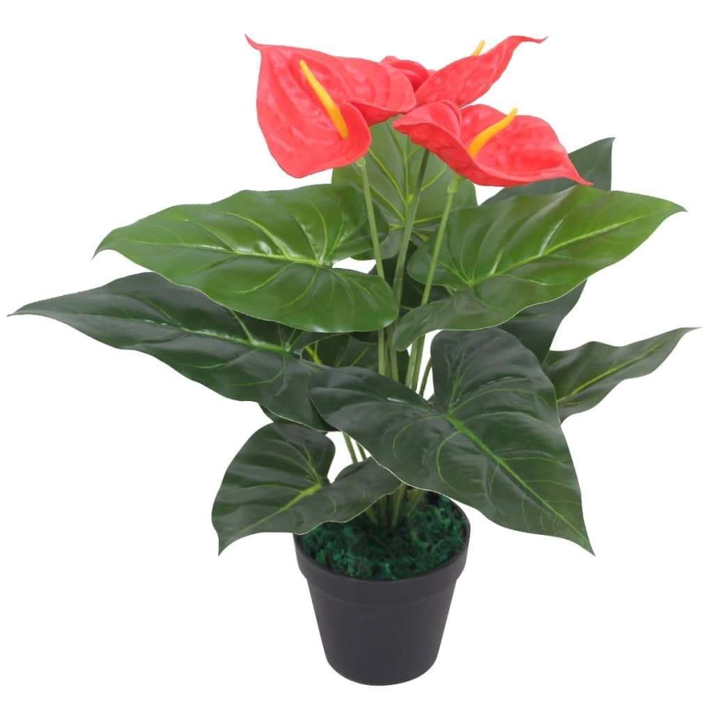 Kunstplant anthurium kamerplant 45 cm rood GRATIS BEZORGD!, Binnen, 45 cm, Verzenden, Onderhoudsvrij