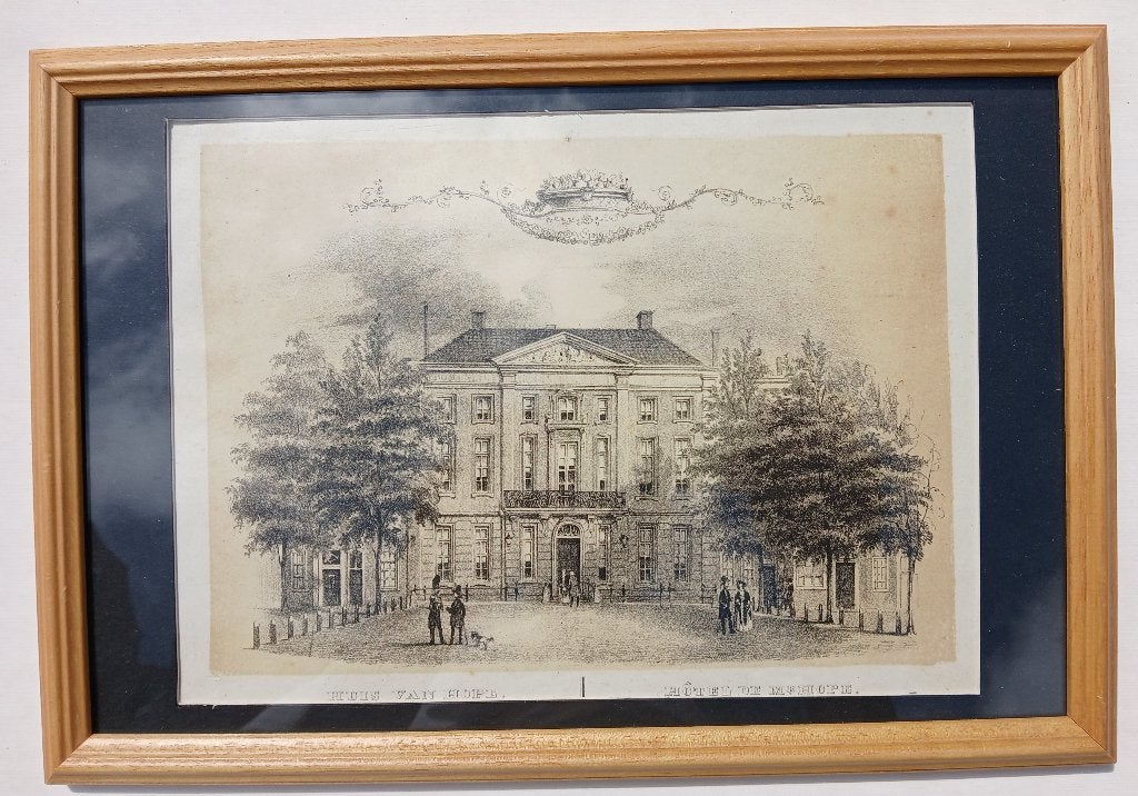 1844 Litho ‘Gravenhage Huis van Hope (Bke-80), Antiek en Kunst, Kunst | Litho's en Zeefdrukken, Ophalen