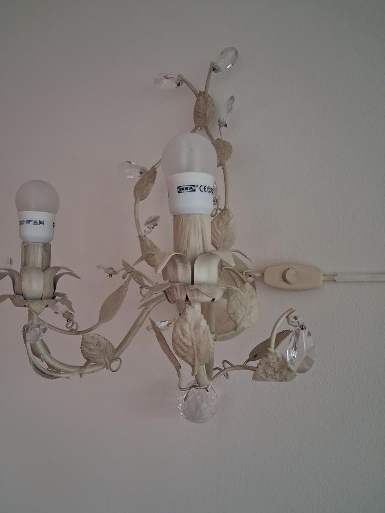 Wand schemerlamp met kristallen details, Huis en Inrichting, Ophalen, Gebruikt, Glas, Klassiek, Romantisch