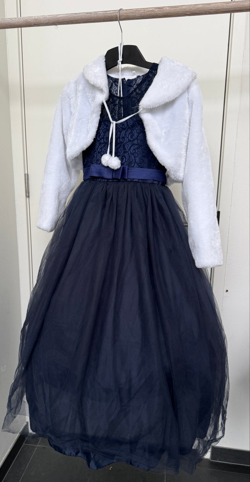 Jurk donkerblauwe met bolero, Kinderen en Baby's, Ophalen of Verzenden, Zo goed als nieuw, Meisje