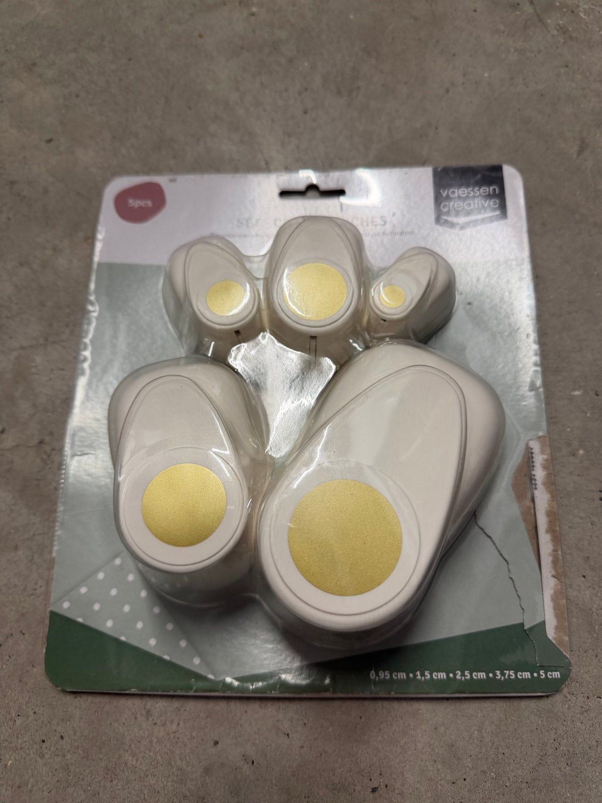 Vaessen Creative ponsen set - 5 stuks, Geschikt voor karton, Overige thema's, Gereedschap of Toebehoren, Nieuw