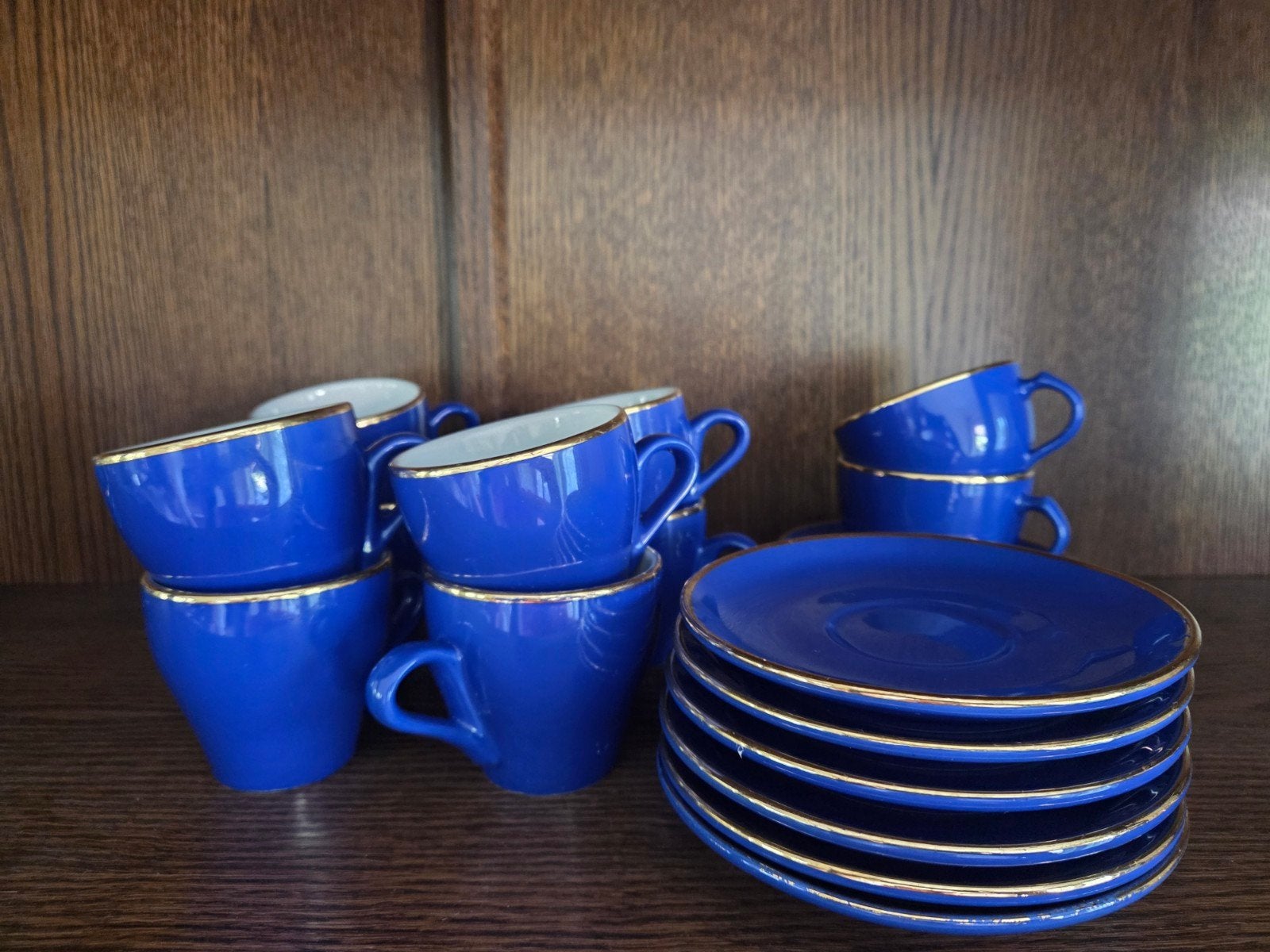 Kobaltblau Servies - Koffie/Espresso Kopjes en Schote, Ophalen