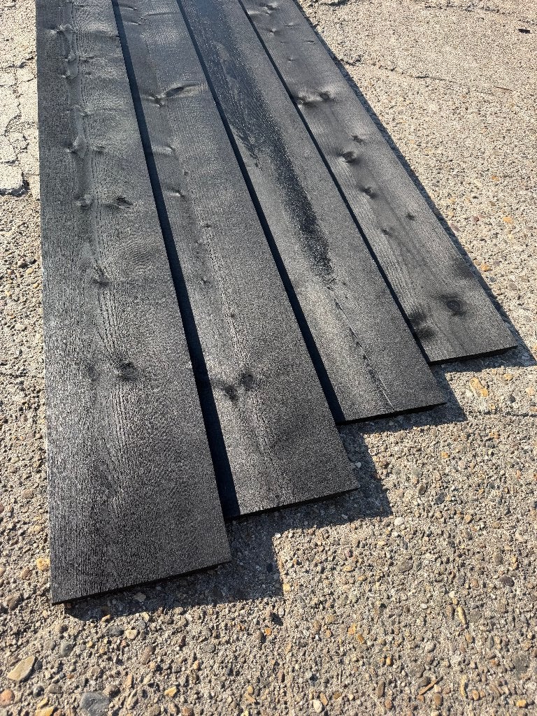 Zweeds rabat Zwart gespoten, potdeksel planken, Doe-het-zelf en Verbouw, Hout en Planken, Ophalen, Minder dan 25 mm, Nieuw, Plank