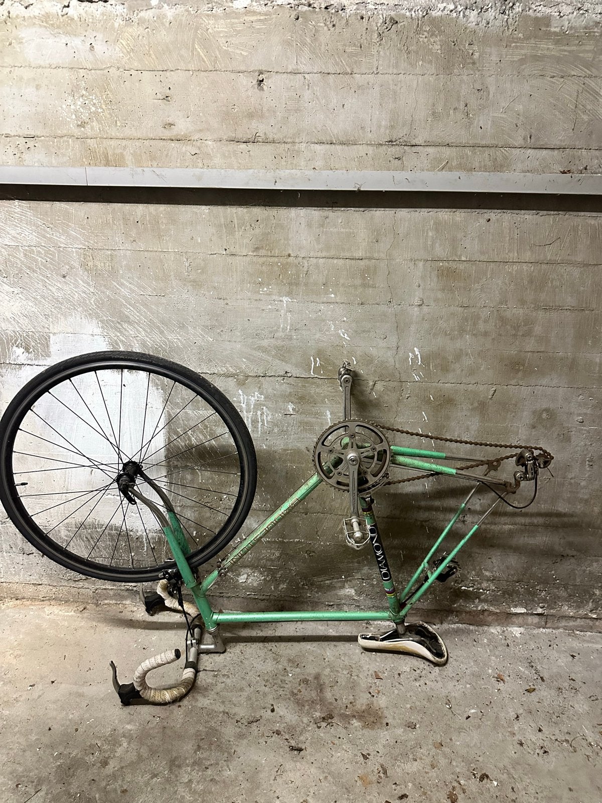 Gratis Vintage racefiets frame - Groen, Gebruikt, Staal, 53 tot 57 cm, Ophalen