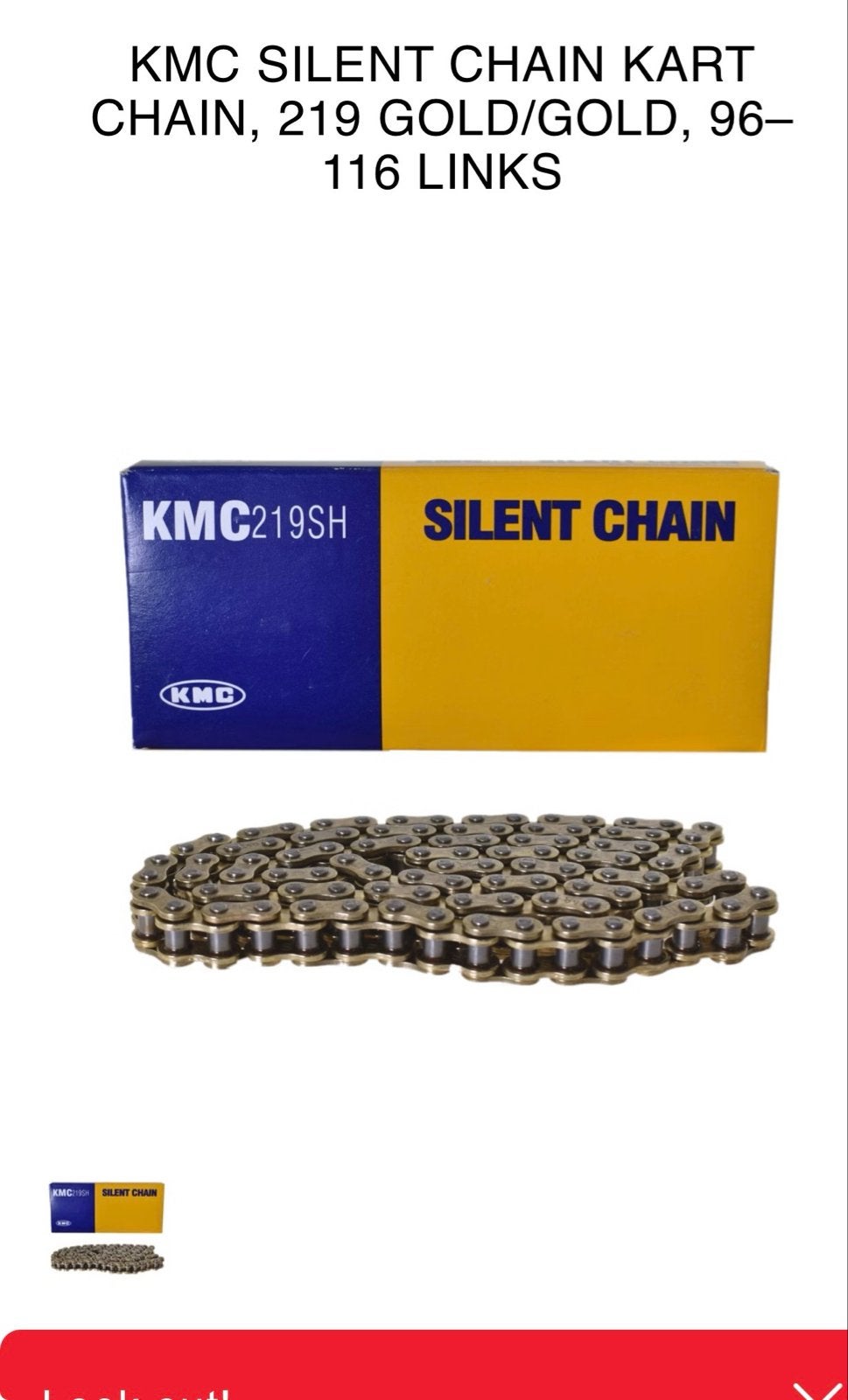 KMC Silent Kart Ketting 219 Gold/Gold, 96-116 Schakels, Sport en Fitness, Karting, Ophalen of Verzenden, Nieuw