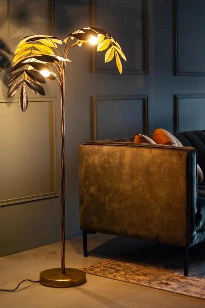By-Boo Unbeleafable gouden palmboom vloerlamp, Ophalen, Zo goed als nieuw, Metaal, 100 tot 150 cm