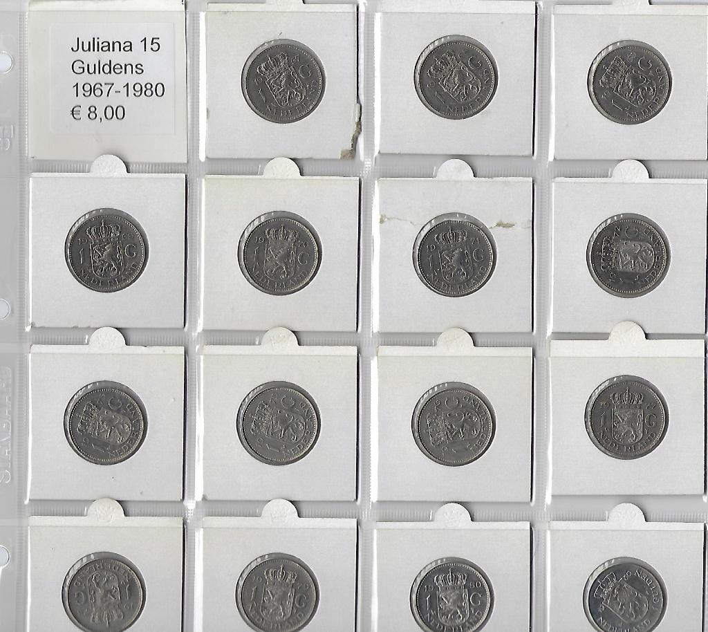 15 Guldens 1967-1980, Ophalen of Verzenden, Koningin Juliana, 1 gulden