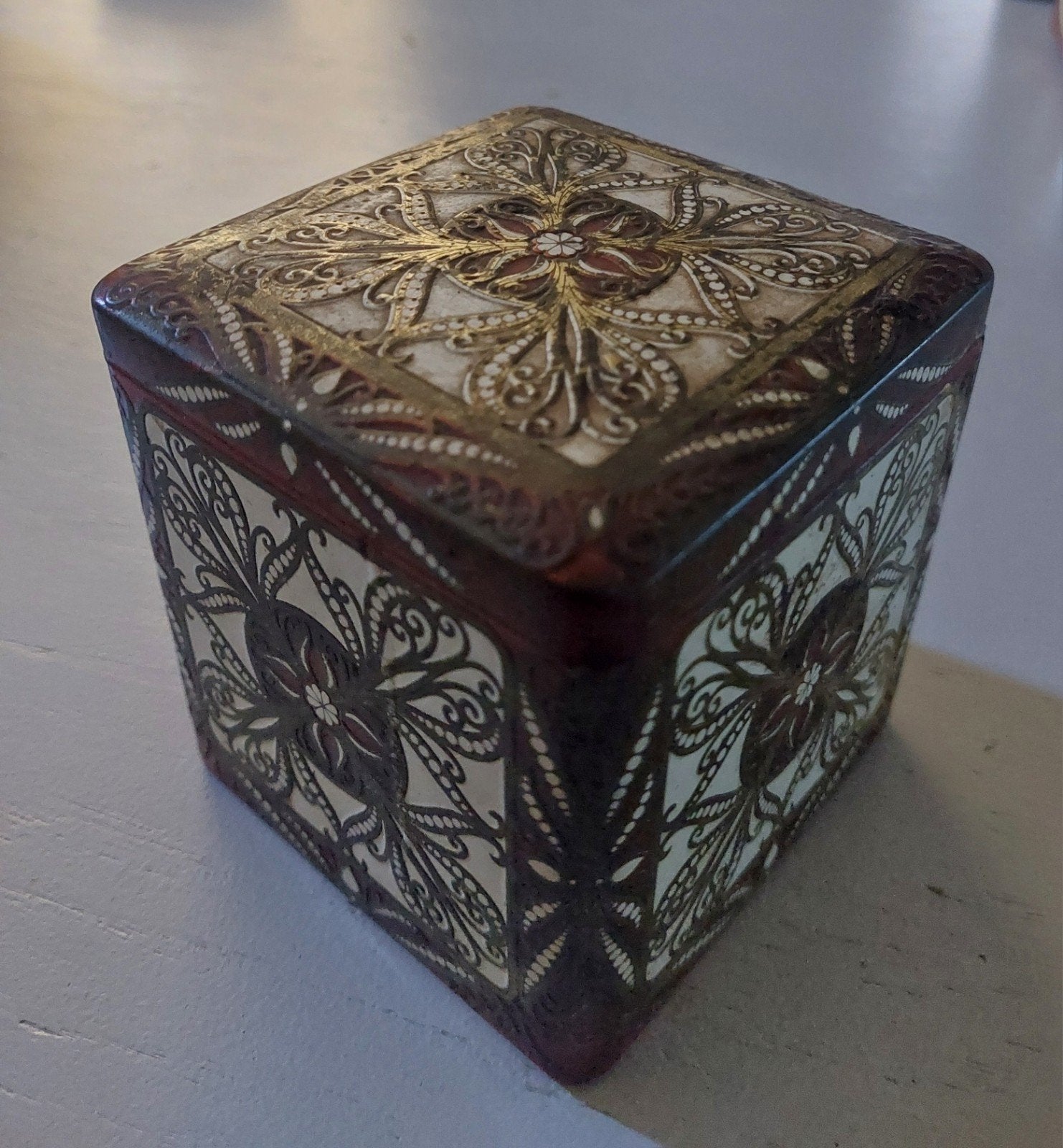 Vintage kubusvormig blikje, Container made in Holland, Verzamelen, Blikken, Ophalen of Verzenden, Gebruikt, Overige, Overige merken