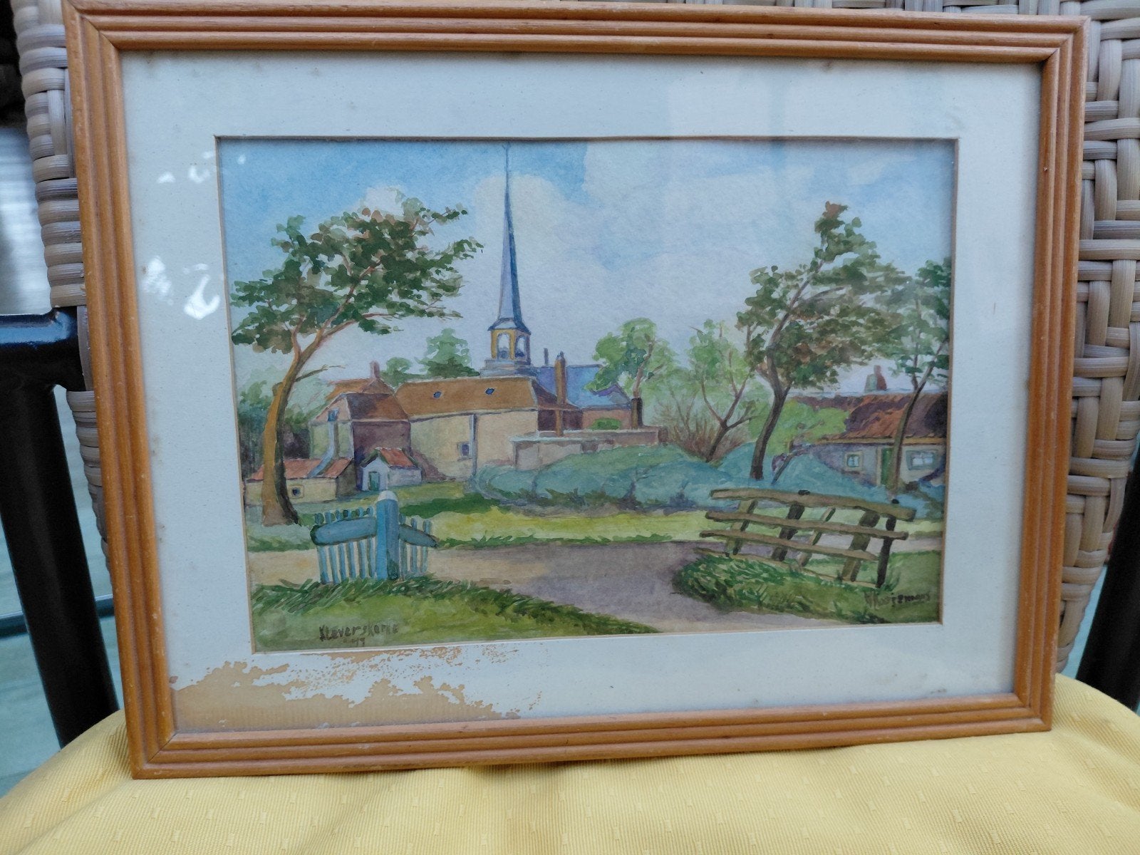 Mooi schilderij van Kleverskerke Zeeland. Van W. Koejemans, Ophalen of Verzenden, Handgeschilderd, Stads- / dorpsgezicht, Klassiek
