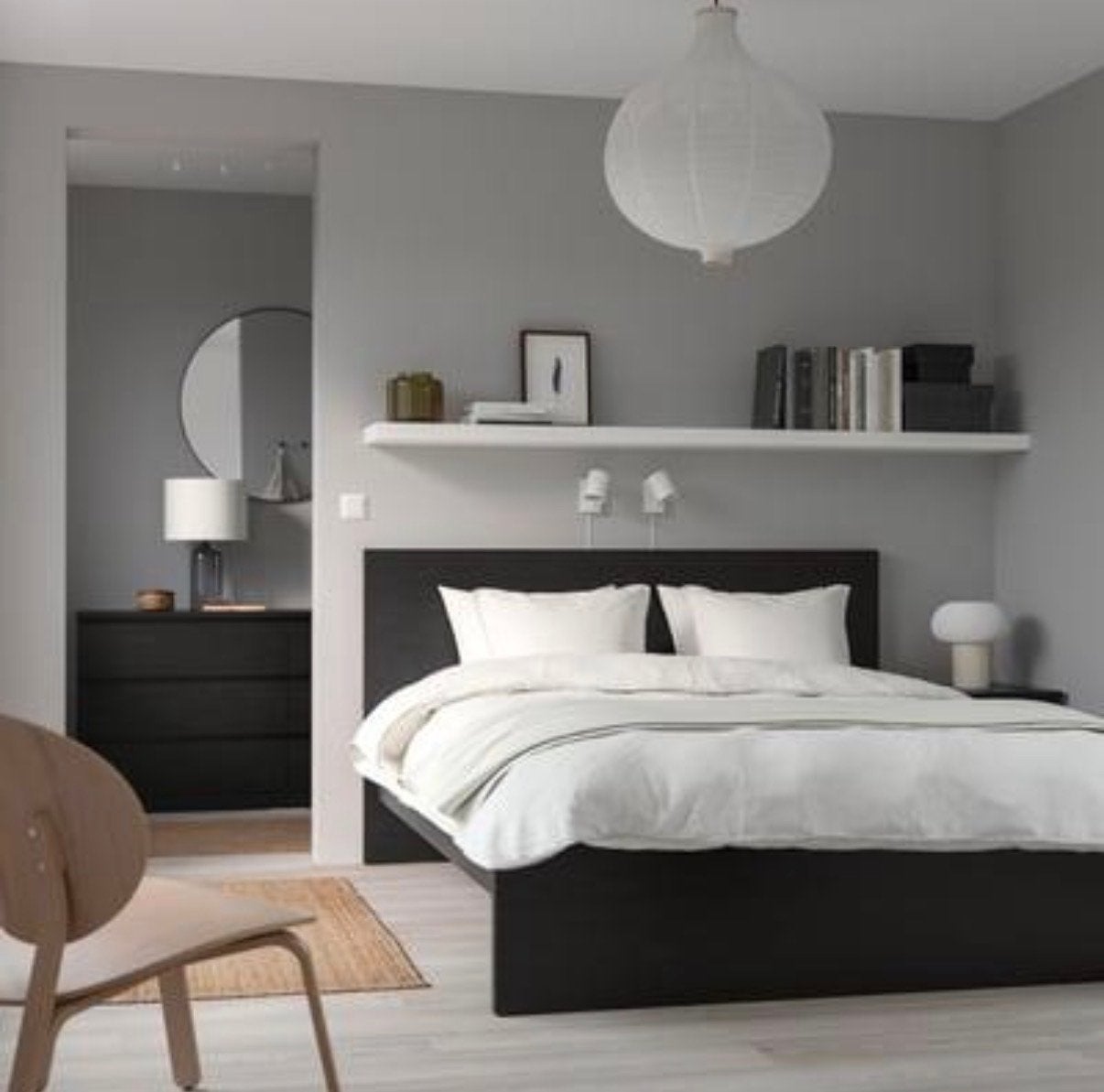 IKEA MALM Bedframe 160x200 cm - Zwartbruin (excl. matras), Ophalen, Overige materialen, Zwart, Tweepersoons