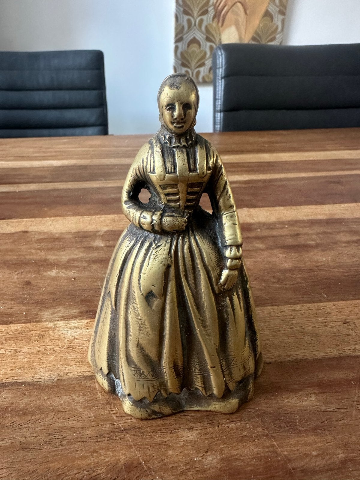 Vintage Koperen Tafelbel Dame Victoriaanse Jurk, Ophalen of Verzenden