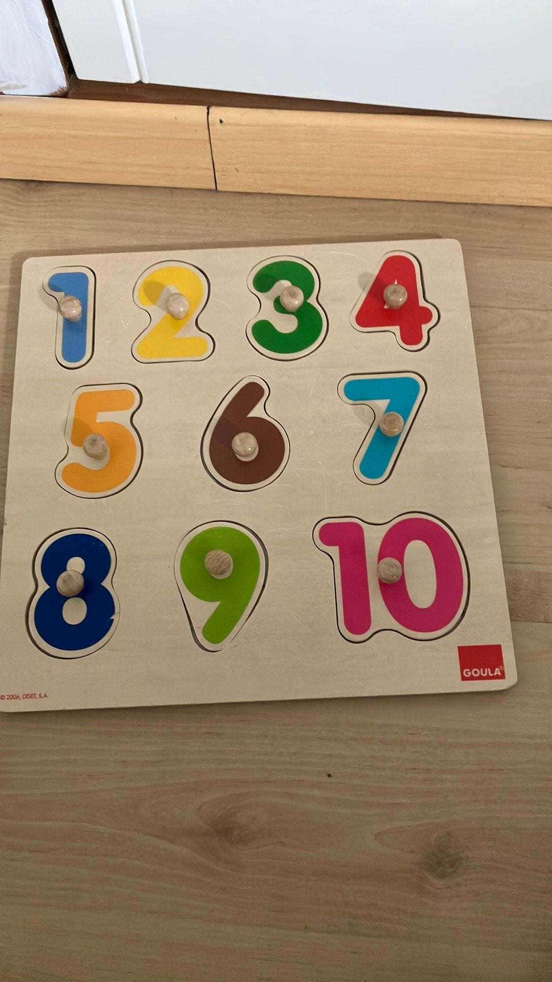 Mooie houten Goula cijfer puzzel, Ophalen of Verzenden, 10 tot 50 stukjes, Zo goed als nieuw, Van hout