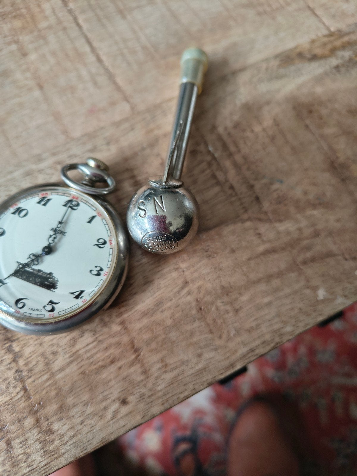 Trein zakhorloge met machinistfluit - Vintage set, Ophalen