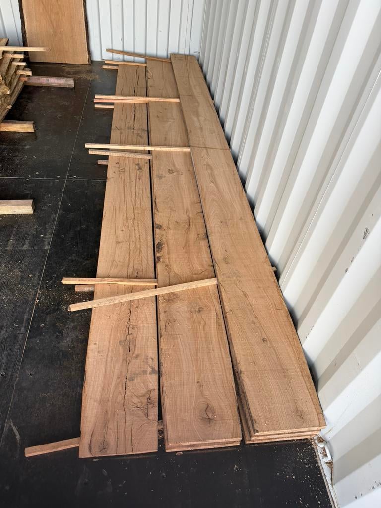 Droog oud eiken planken 400x29x2,5 cm, Ophalen, Zo goed als nieuw, 250 cm of meer, Balken
