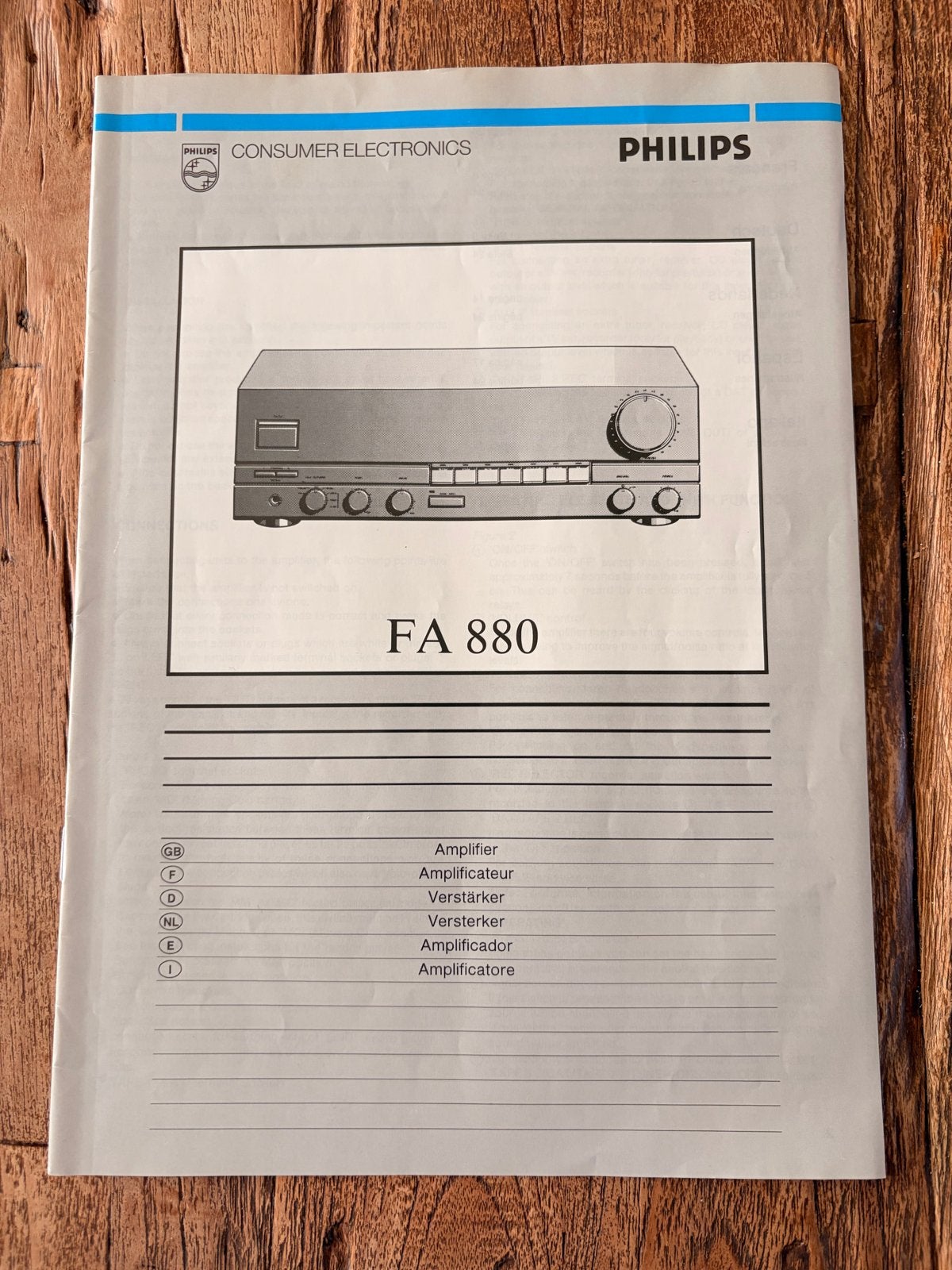 Philips FA 880 Versterker Handleiding - Gebruiksaanwijzing, Audio, Tv en Foto, Versterkers en Receivers, Overige merken, Ophalen of Verzenden