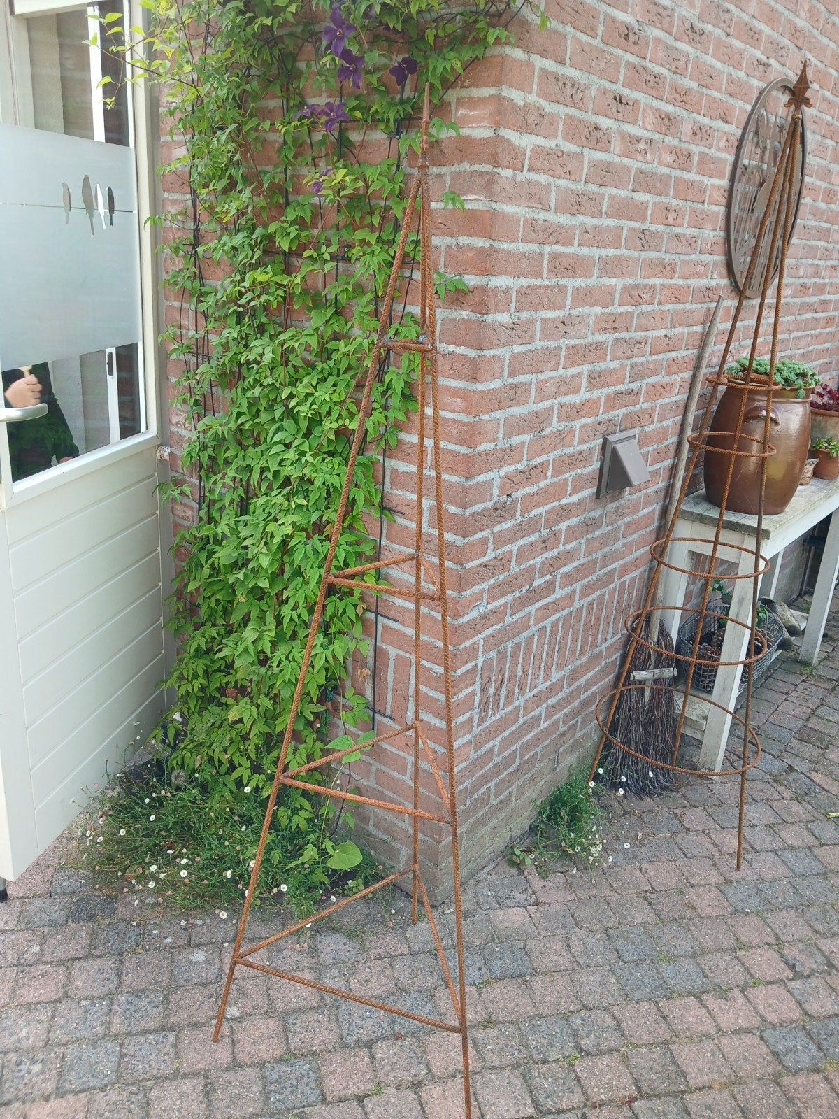 Massief ijzeren plantenrek obelisk klimrek voor planten, Ophalen, Bloeit niet, Klimplanten, Volle zon