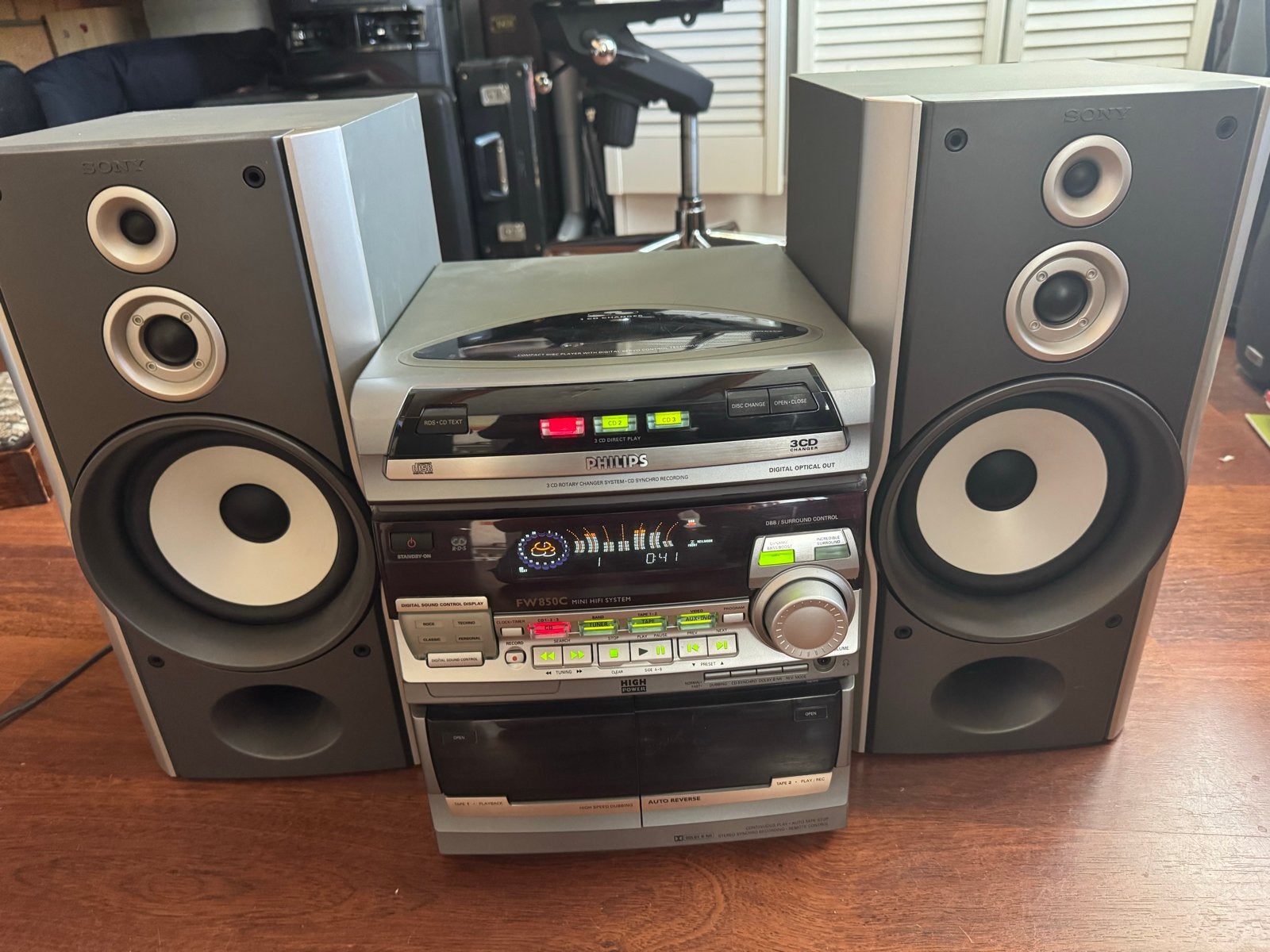 Philips FW850C/22 Microset met Sony speakers, Audio, Tv en Foto, Ophalen, Philips, Gebruikt, Cassettedeck