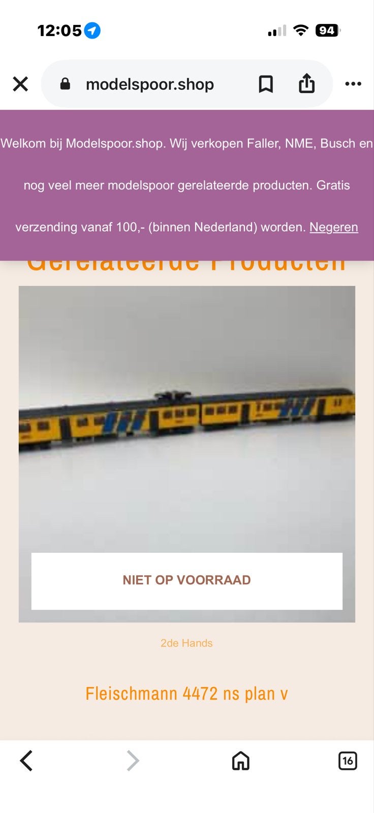 Fleischmann 4472 NS Plan V Treinstel (2de Hands), Ophalen, Gelijkstroom, Fleischmann, NS