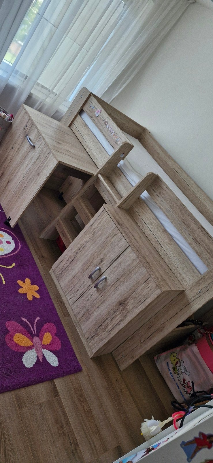 Houten kinderbed / halfhoogslaper met opbergruimte, Ophalen, 85 tot 100 cm, Gebruikt, Hoogslaper of Stapelbed