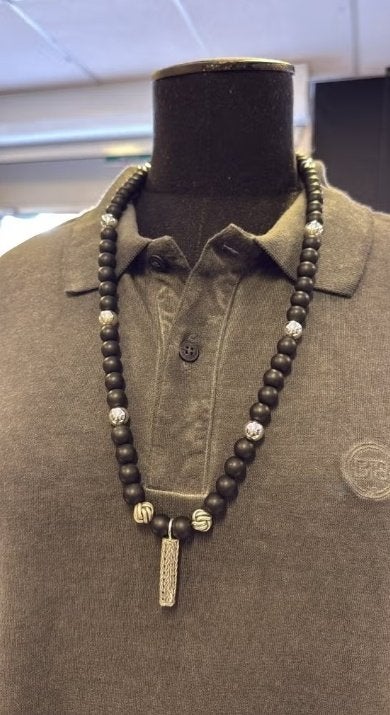 BUDDHA TO BUDDHA KETTING 188 SPIRIT BEAD ONYX MATT € 649,00, Ophalen of Verzenden, Nieuw, Zwart, Zilver