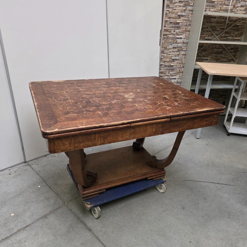 OUDE HOUTEN GELEEFDE UITSCHUIFBARE CAFE /STAMTAFEL 130X100, Ophalen
