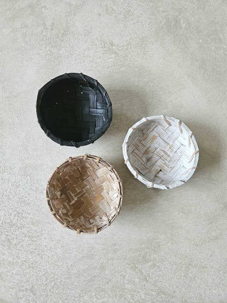 Mini bamboe offermandjes uit Bali, Huis en Inrichting, Woonaccessoires | Schalen en Manden, Mand, Rond, Ophalen of Verzenden, Handgemaakt
