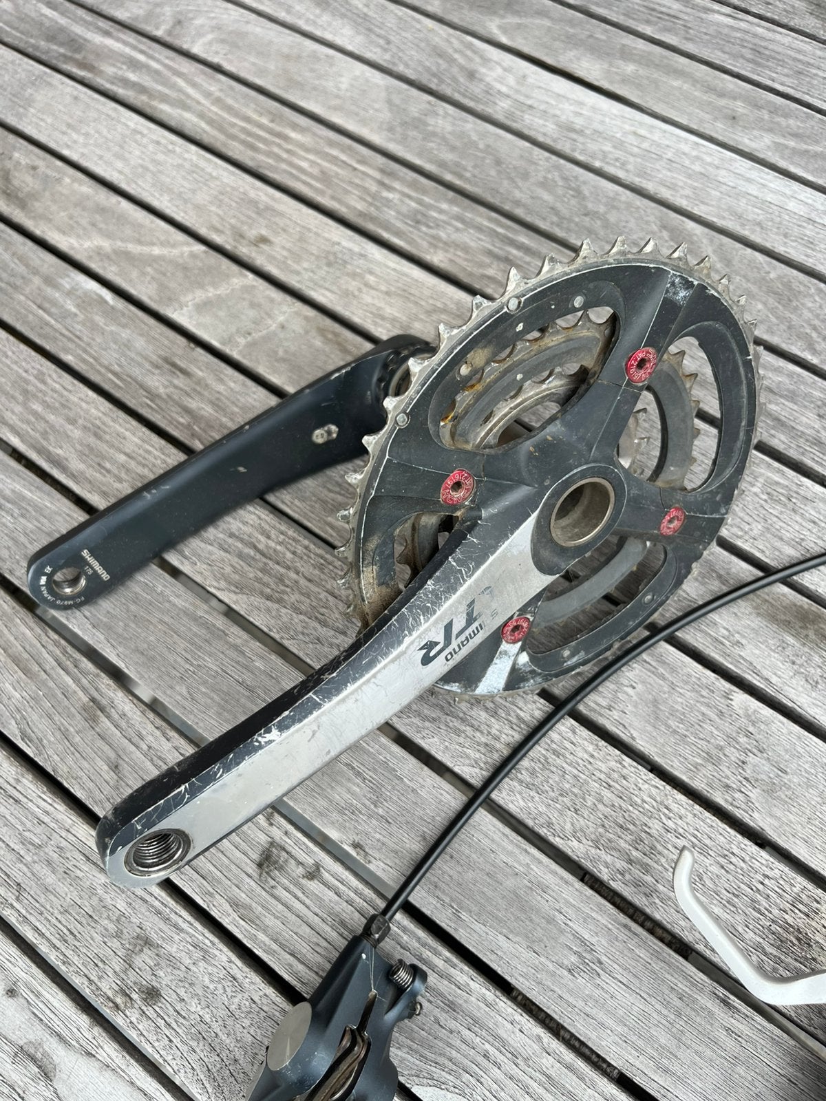 Shimano xtr 970 crankstel en voorrem, Crankstel of Pedalen, Gebruikt, Ophalen of Verzenden, Aluminium
