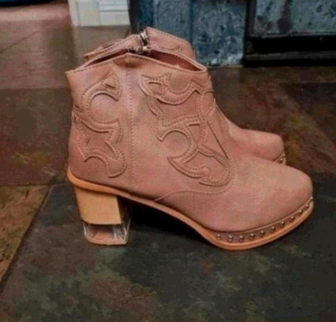 Nieuwe leren western laarsjes in maat 38 Binnenzool 24.5 cm, Bruin, Lage of Enkellaarzen, Nieuw, Ophalen of Verzenden