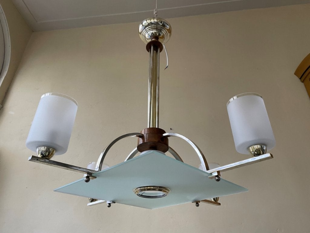 schitterende Hanglamp Plafonlamp Lamp art deco Frans, Ophalen