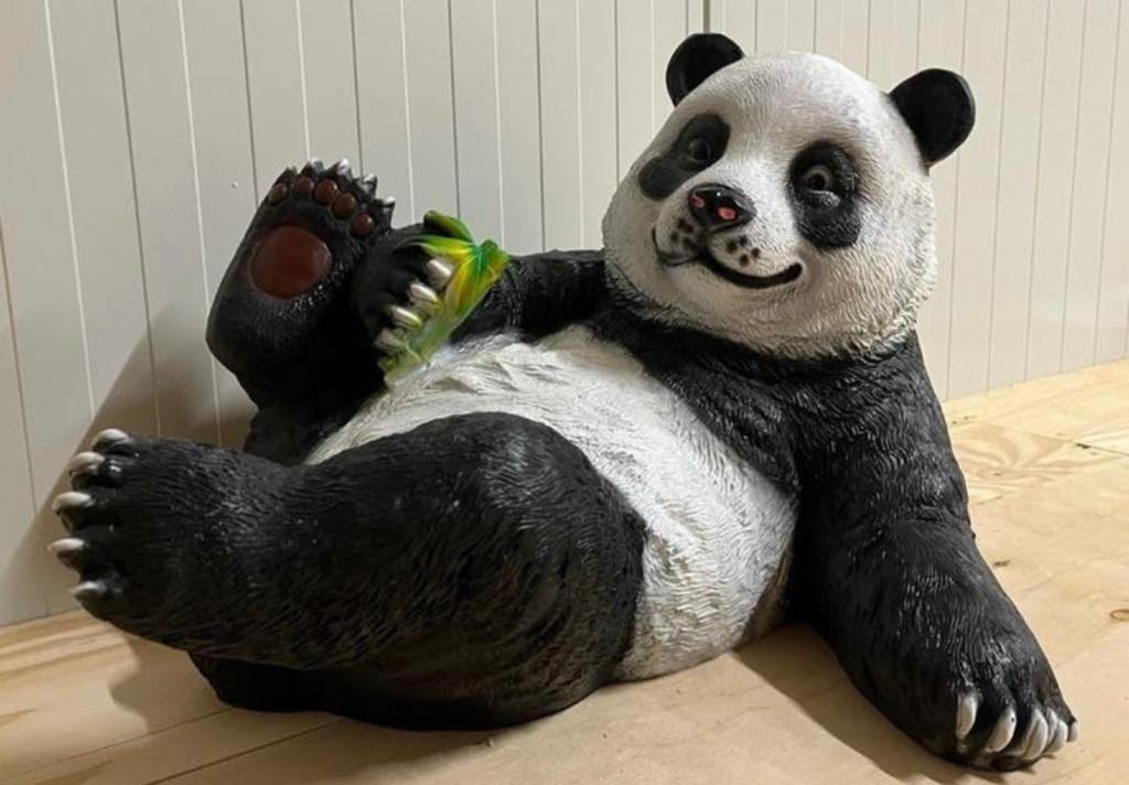 Panda beer liggend deco groot met Bamboe, Verzamelen, Beelden en Beeldjes, Ophalen, Nieuw, Dier