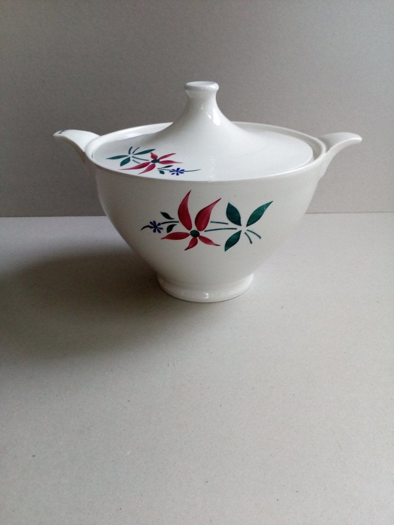 Vintage dekselschaal/terrine met bloemmotief.California., Ophalen of Verzenden, Huis en Inrichting
