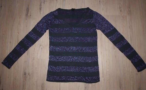 Antraciet met Paars Glitter Gestreepte Trui Mango (M), Maat 38/40 (M), Mango, Paars, Ophalen of Verzenden