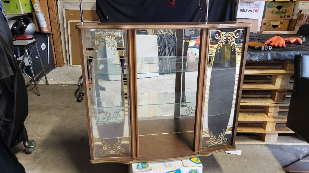 Retro vitrine kastje, Huis en Inrichting, Kasten | Vitrinekasten, Ophalen, Met plank(en), Gebruikt, 100 tot 150 cm