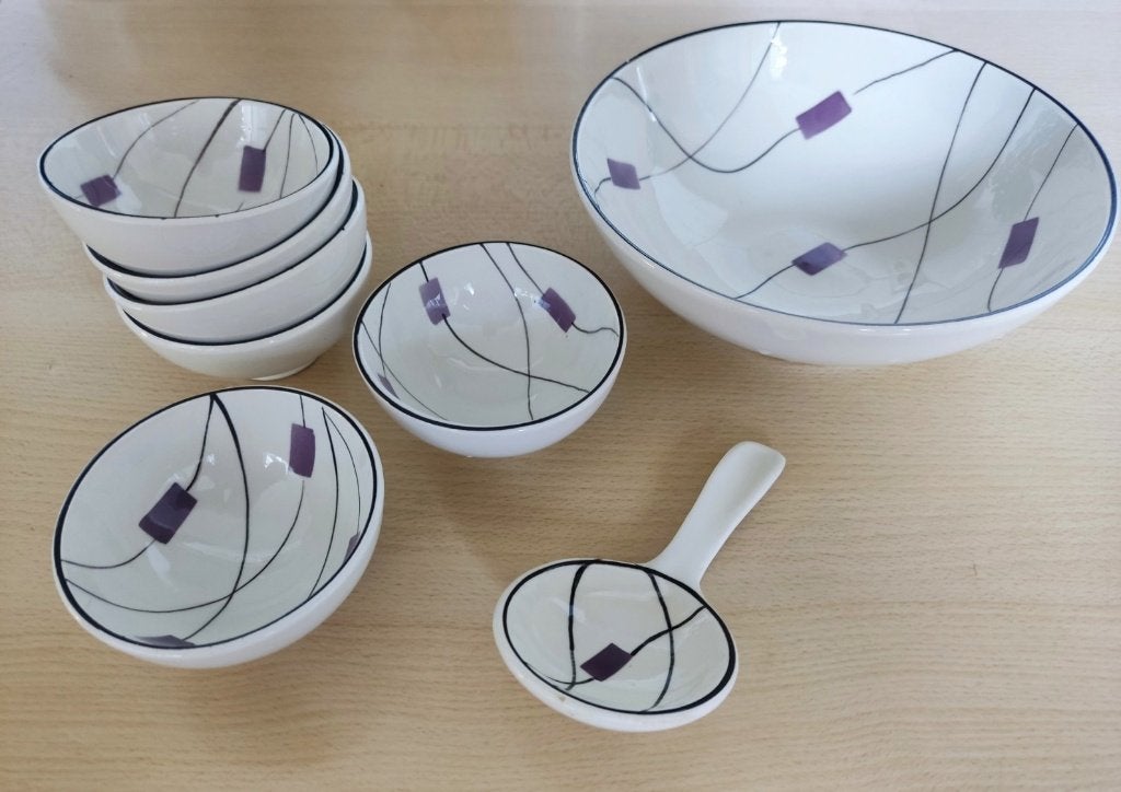 Vintage pinda- / notenset (8-delig; mid-century; ZGAN), Ophalen