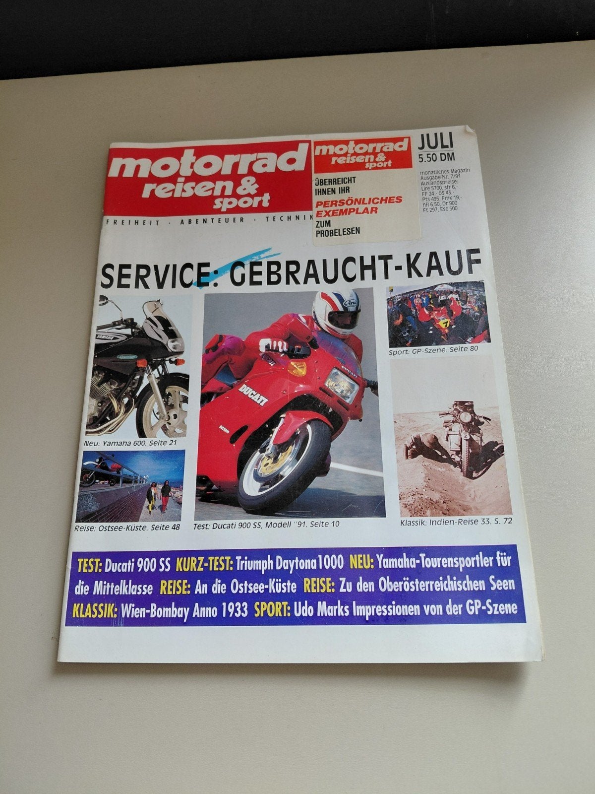 Motorrad Reisen & Sport Magazine Juli 1991, Motoren, Ophalen of Verzenden
