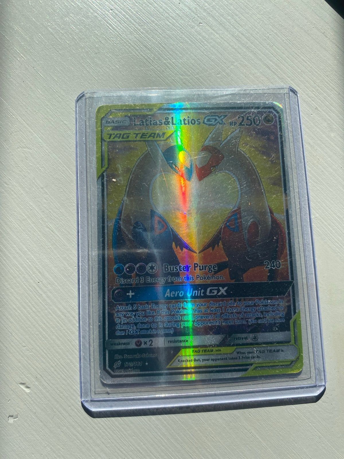 Latias & Latios GX Pokémon kaart - Goede staat, Ophalen of Verzenden, Zo goed als nieuw, Losse kaart, Foil