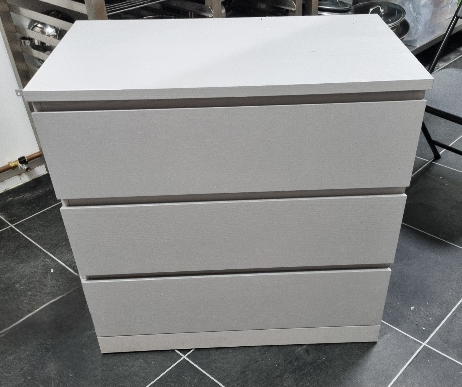 Ikea MALM Ladekast Grijs - 3 Lades (80x48x78 cm), Ophalen, Gebruikt, 50 tot 100 cm, 3 of 4 laden